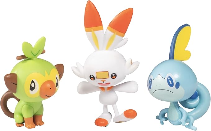 Pokemon Battle Ready! Figure Set, 8 Pieces - Playset with 2 & 3 inch Figures Pikachu, Scorbunny, Grookey, Sobble, Jigglypuff, Cubone, Vaporeon & Magikarp - Gift for Kids, Boys, Girls - Ages 4+ - Figurio