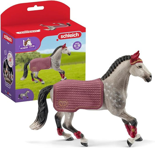 Schleich Horse Club Trakehner Mare Riding Tournament Horse Toy Figurine - Authentic Mare Horse Toy with Removable Blanket for Boys and Girls Imagination and Play, Gift for Kids Ages 5+ - Figurio