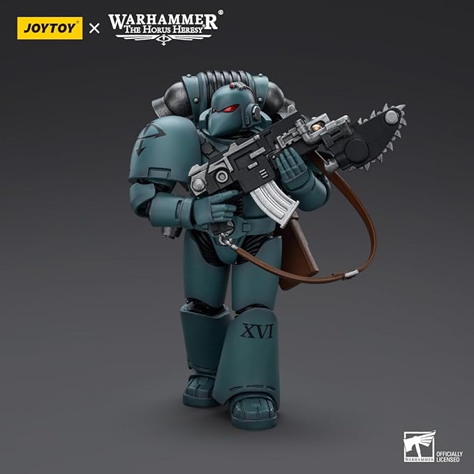 JOYTOY 1/18 Action Warhammer 40,000 Figure Sons of Horus MKVI Tactical Squad Legionary with Bolter & Chainblade 5''Tall Movable Model Collectible Figurine - Figurio