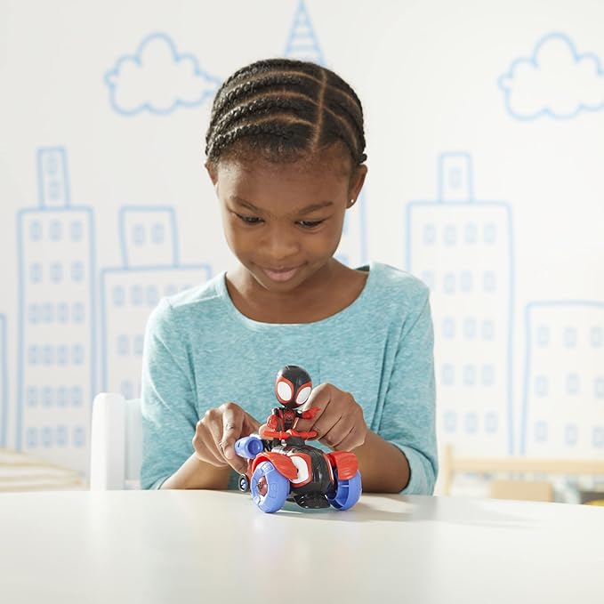 Spidey and His Amazing Friends Marvel Miles Morales: Spider-Man Action Figure and Techno-Racer Vehicle, for Kids Ages 3 and Up - Figurio