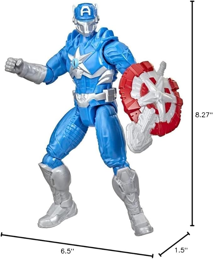 Marvel Avengers Mech Strike Monster Hunters Captain America Toy, 6-Inch-Scale Action Figure with Accessory, Toys for Kids Ages 4 and Up - Figurio