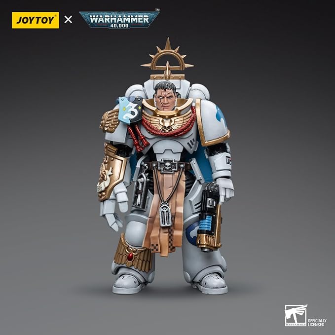 JOYTOY 1/18 Warhammer 40,000 Action Figures Space Marines White Consuls Captain Messinius Collection Model - Figurio