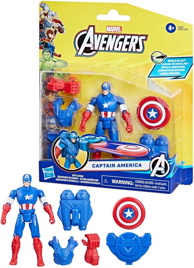 Marvel Epic Hero Series Battle Gear Captain America Action Figure, 4-Inch, Avengers Super Hero Toys for Kids Ages 4 and Up - Figurio