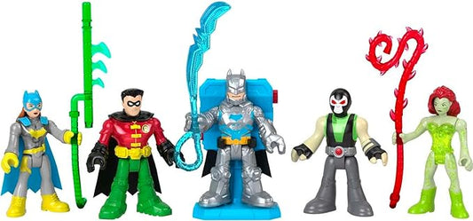 Fisher-Price Imaginext DC Super Friends Preschool Toys Batman Battle Multipack 9-Piece Figure Set with Light-Up Backpack for Ages 3+ Years - Figurio