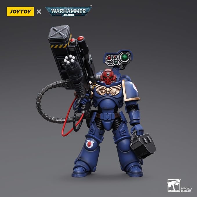 JOYTOY HAPPXYGG Warhammer 40k 1/18 4.7-inch Ultramarines Desolation Sergeant with Vengor Launcher action figure model toy series - Figurio