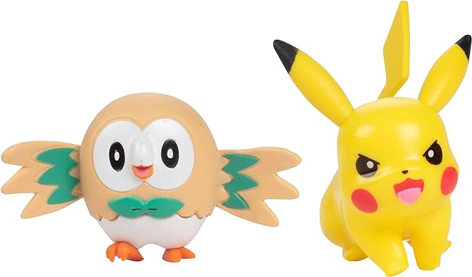 Pokémon Battle Ready! Figure Set, 6 Pieces - Includes 4.5" Ash & Launching Pikachu, 2" Charmander, 2” Rowlet, 2” Piplup, 2” Zorua - Officially Licensed - Toy Gift for Kids, Boys & Girls - Ages 4+ - Figurio