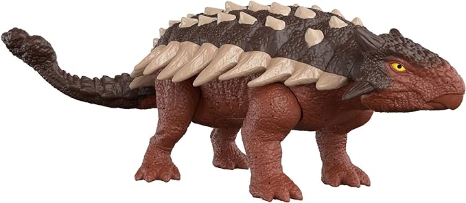 Mattel Jurassic World Dominion Roar Strikers Ankylosaurus Dinosaur Action Figure with Roaring Sound and Attack Action, Toy Gift Physical & Digital Play - Figurio