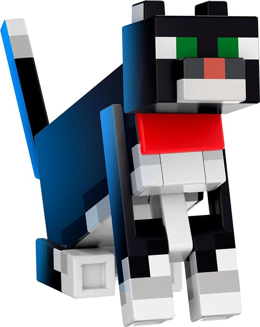 Mattel Minecraft Diamond Level Tuxedo Cat Action Figure with 4 Accessories, 5.5-in Collector Scale & Pixelated Design - Figurio