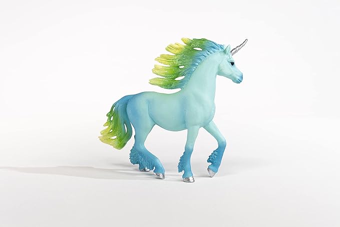 Schleich bayala, Unicorn Toys for Girls and Boys, Marshmallow Unicorn Stallion, Blue and Green ,with Gems, Ages 5+ - Figurio