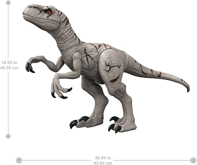 Mattel Jurassic World Super Colossal Atrociraptor Action Figure, 3-ft Long Dinosaur Toy with Eating Feature - Figurio