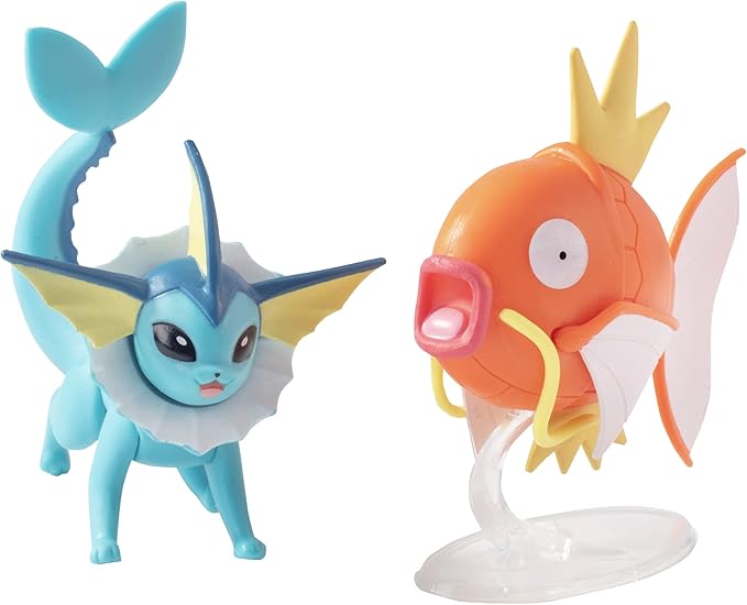 Pokemon Battle Ready! Figure Set, 8 Pieces - Playset with 2 & 3 inch Figures Pikachu, Scorbunny, Grookey, Sobble, Jigglypuff, Cubone, Vaporeon & Magikarp - Gift for Kids, Boys, Girls - Ages 4+ - Figurio