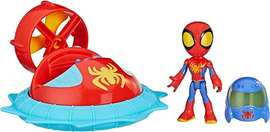 Marvel Spidey and His Amazing Friends Web-Spinners Spidey with Hover Spinner, Car Playset with Vehicle, 4-Inch Scale Action Figure and Accessory, Toy Cars for Kids 3 and Up - Figurio