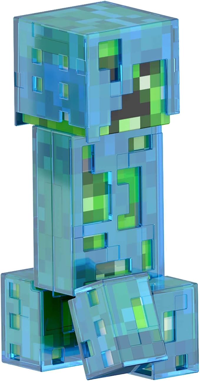 Mattel Minecraft Diamond Level Creeper Action Figure & Die-Cast Accessories, Collectible Toy Inspired by Video Game, 5.5 inch - Figurio