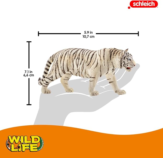 Schleich Wild Life Realistic White Tiger Figurine - Authentic and Highly Detailed Wild Animal Toy, Durable for Education and Fun Play for Kids, Perfect for Boys and Girls, Ages 3+ - Figurio