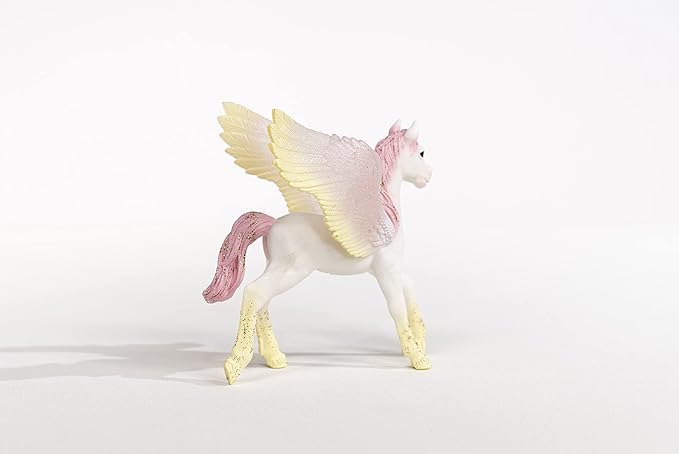 Schleich bayala Mythical Sunrise Pegasus Foal Horse Figurine - Featuring Glittery Decorated Details and Transparent Wings, Imaginative Fun and Durable Toy for Girls and Boys, Gift for Kids Ages 5+ - Figurio