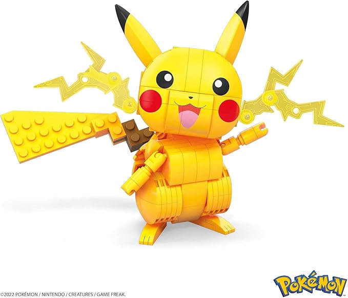 Mega Pokémon Building Toys Set Build & Show Pikachu with 205 Pieces, Articulated and Poseable, 4 Inches Tall, for Kids - Figurio