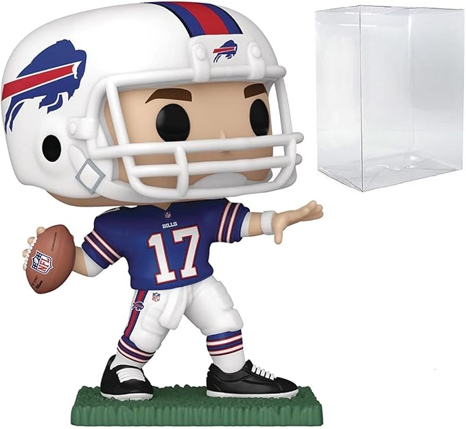 POP Football: Bills - Josh Allen (Away Jersey) Funko Vinyl Figure (Bundled with Compatible Box Protector Case), Multicolor, 3.75 inches - Figurio