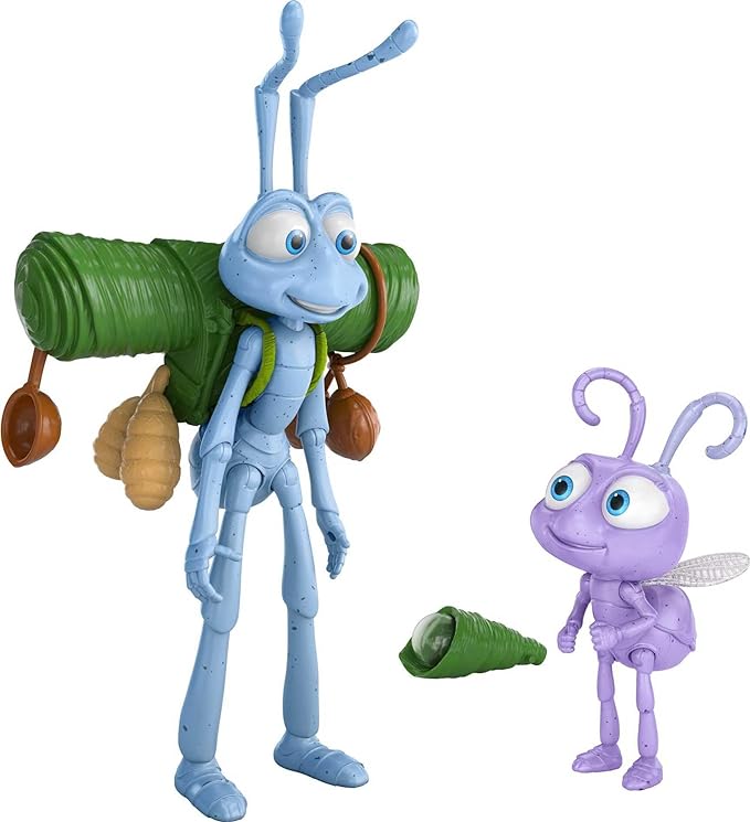 Mattel Disney and Pixar Featured Favorites Flik & Dot A Bug's Life Collectable Figures with Accessories, Highly Posable with Authentic Look, Collectors Gift Ages 6 Years & Up - Figurio