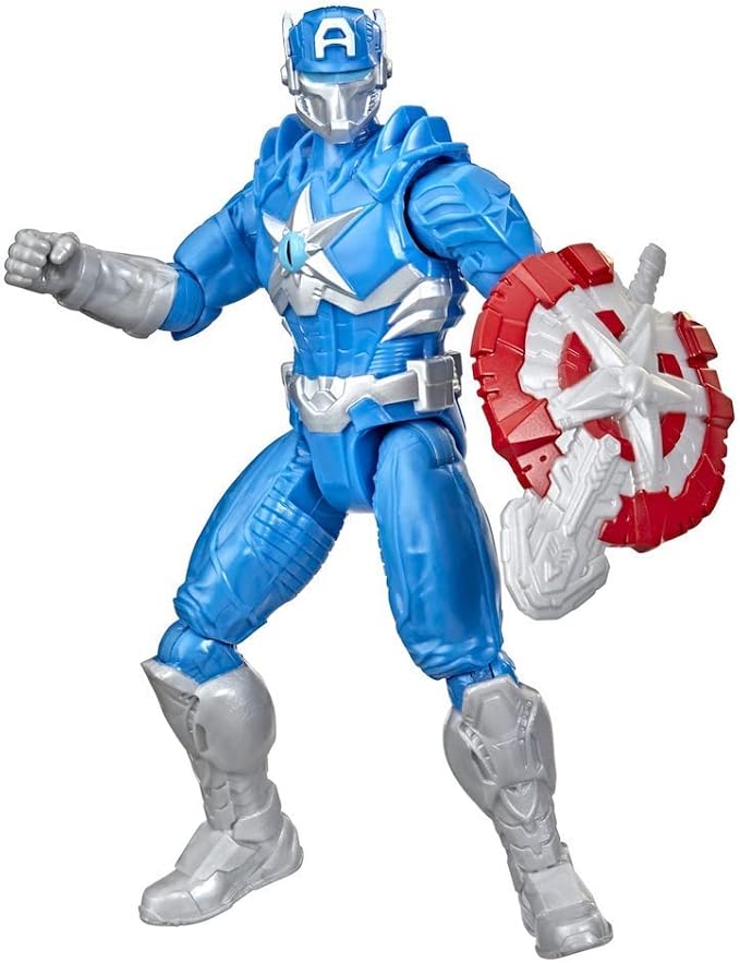 Marvel Avengers Mech Strike Monster Hunters Captain America Toy, 6-Inch-Scale Action Figure with Accessory, Toys for Kids Ages 4 and Up - Figurio