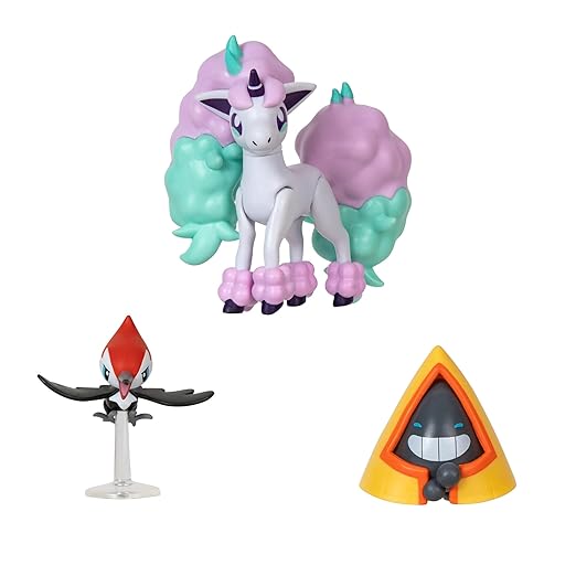 Pokemon Articulated Battle Figure Set Multi-Pack (Pikipek, Galarian Ponyta, and Snorunt) - Figurio