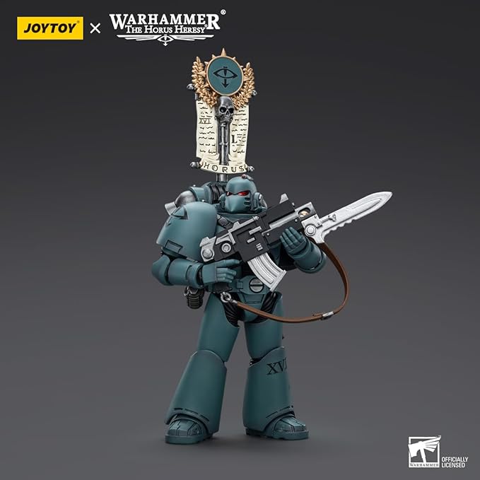 JOYTOY 1/18 Action Figure Warhammer 40,000 Sons of Horus MKVI Tactical Squad Legionary with Legion Vexilla 5''Tall Movable Model Collectible Figurine - Figurio