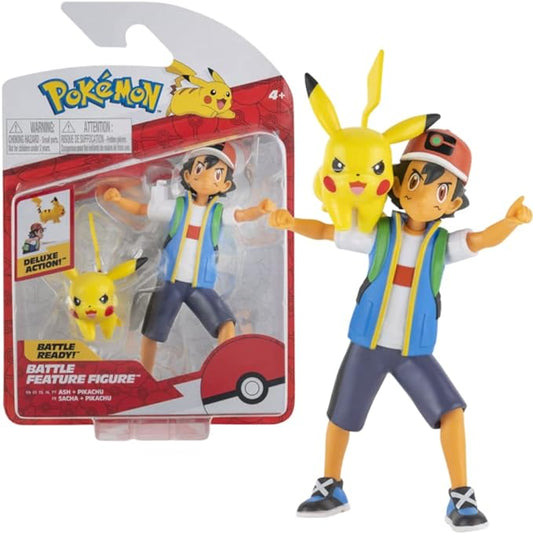 AB Gee 674 PKW2473 EA Pokemon Battle Feature 4.5in Fig Ash and Pikachu, red - Figurio