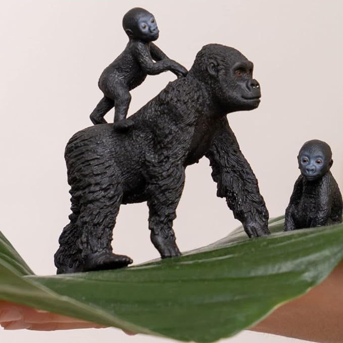 Schleich Wild Life, Monkey Jungle Animal Toys for Boys and Girls, Gorilla Family Set with Gorilla Mother and Babies, Ages 3+ - Figurio