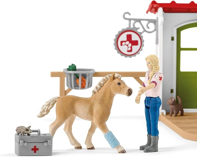 Schleich Farm World — 43-Piece Veterinarian Kit for Kids, Vet Playset with Vet Doll, Pets, Exam Table and Other Accessories, Farm Animal Toys for Kids Ages 3+ - Figurio