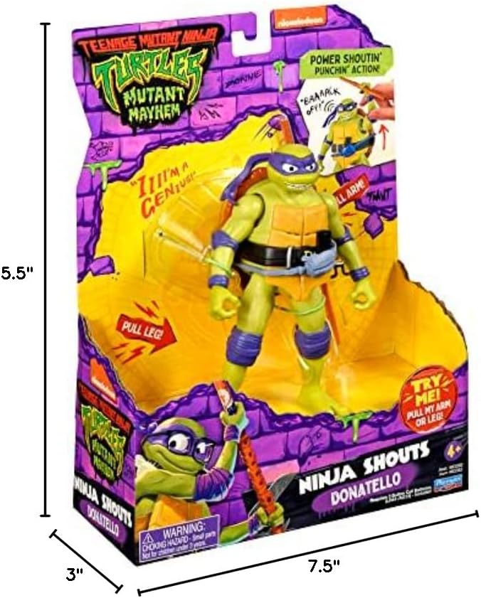 Teenage Mutant Ninja Turtles: Mutant Mayhem 5.5” Donatello Deluxe Ninja Shouts Figure by Playmates Toys - Figurio