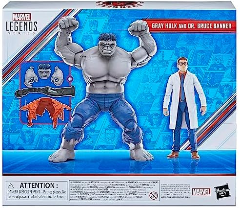 Marvel Legends Series Gray Hulk and Dr. Bruce Banner, Avengers 60th Anniversary Collectible 6 Inch Action Figures, 6 Accessories - Figurio