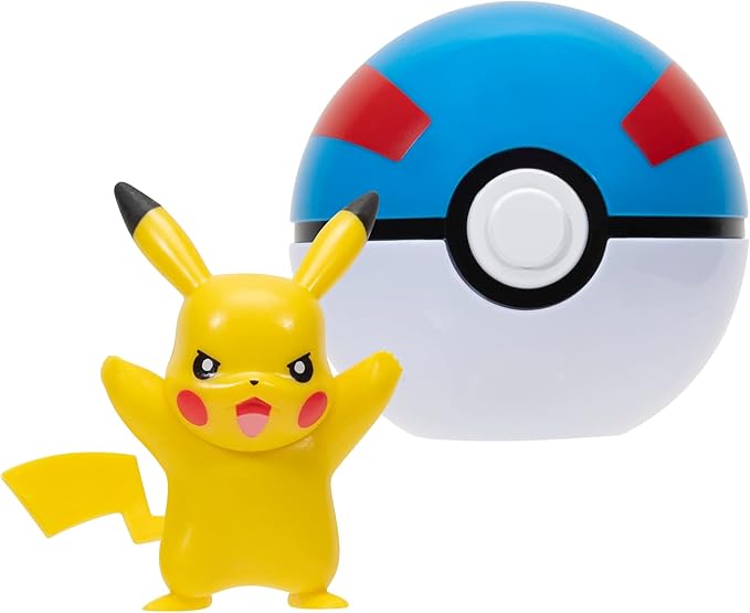 Pokémon PKW2660 - Clip 'n'Go Pokéball - Pikachu & Good Ball, Official Pokéball with Detailed 5 cm Figure - Figurio