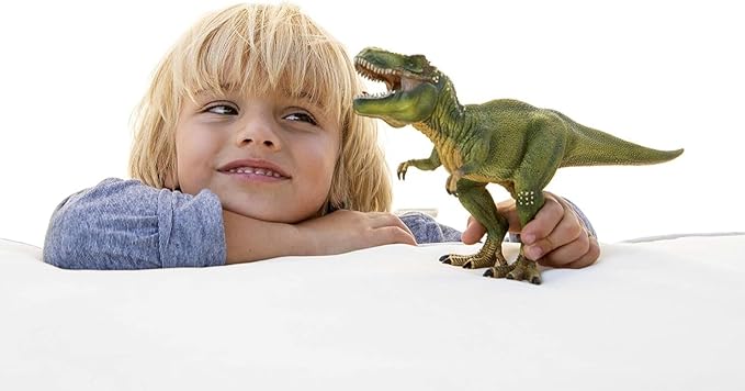 schleich DINOSAURS — Tyrannosaurus Rex, T-Rex Toy with Realistic Detail and Movable Jaw, Imagination-Inspiring Dinosaur Toys for Girls and Boys Ages 4+, Green, 11.2" x 5.6" x 3.8" - Figurio