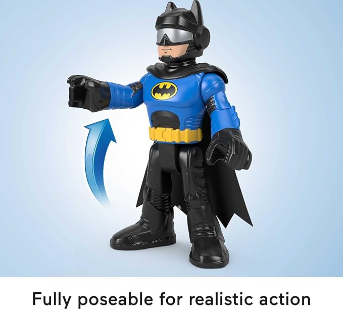 Fisher-Price Imaginext DC Super Friends Preschool Toy Batman XL 10-Inch Poseable Figure, Biker Blue, for Pretend Play Kids Ages 3+ Years - Figurio