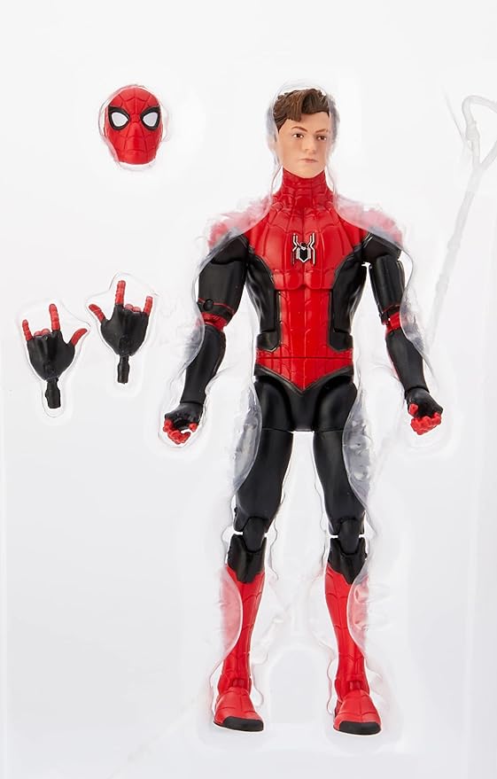 Spider-Man Marvel Legends Series 6-inch Scale Upgraded Suit Spider-Man Action Figure Toy Premium Design and Articulation, 1 Figure, and 4 Accessories Exclusive - Figurio