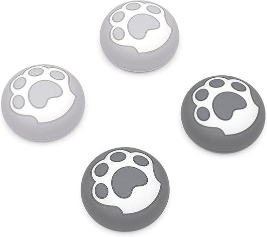 PlayVital Cat Paw Cute Thumb Grip Caps for ps5/4 Controller, Silicone Analog Stick Caps Cover for Xbox Series X/S, Thumbstick Caps for Switch Pro Controller - Gray & Light Gray - Figurio