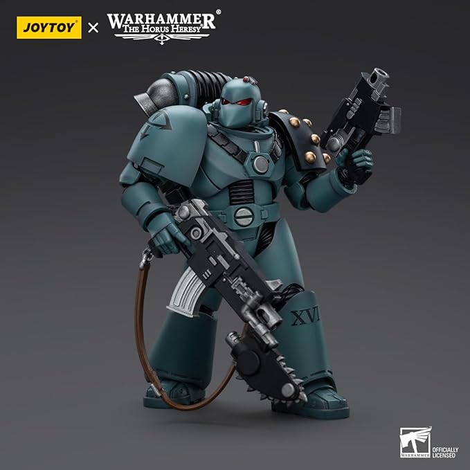 JOYTOY 1/18 Action Warhammer 40,000 Figure Sons of Horus MKVI Tactical Squad Legionary with Bolter & Chainblade 5''Tall Movable Model Collectible Figurine - Figurio