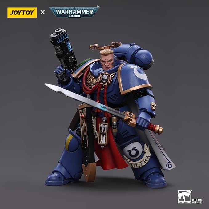 JOYTOY HAPPXYGG Warhammer 40k 1/18 4.7-inch Ultramarines Primaris Captain with Power Sword and Plasma Pistol action figure model toy series - Figurio