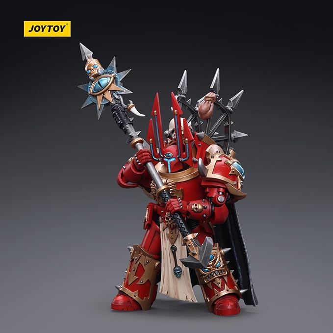 JOYTOY JT6816 40K 1/18 Action Figure Toy, ChaosSpace Marines Crimson Slaughter Sorcerer Lord in Terminator Armour, 4-inch Model Set, Gift for Action Figure Enthusiasts and Collectors - Figurio