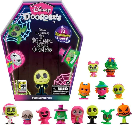 Just Play Disney Doorables Collection Peek Nightmare Before Christmas Exclusive Mystery Figure 13-Pack [Blacklight Series] - Figurio