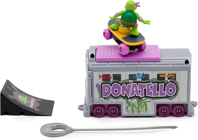 Teenage Mutant Ninja Turtles 5" Switch Kick Subway Launcher Donatello for Ages 3+ - Launch & Battle with Box Car - Collect All 4! - Figurio