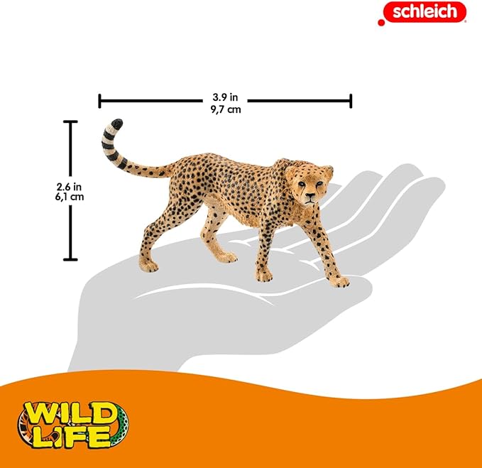 Schleich Wild Life, Animal Figurine, Animal Toys for Boys and Girls 3-8 years old, Female Cheetah, Ages 3+ - Figurio