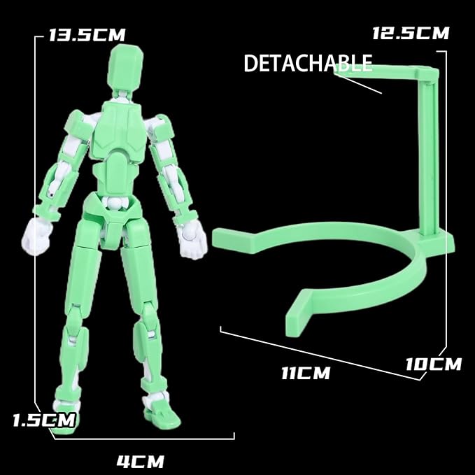 Creative Action Figure with Pose Stand,Building Toy Sets,3D Robot,Lucky Puppet Joints for Boys,Girls,Men,Women,Multi-Jointed Moveable Dummy Desk Decoration,Desktop Ornament for Game Lover (Green) - Figurio