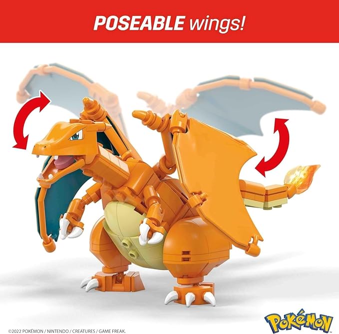 Mega Pokémon Building Toys Set Charizard with 222 Pieces, Articulated and Poseable, 4 Inches Tall, for Kids - Figurio