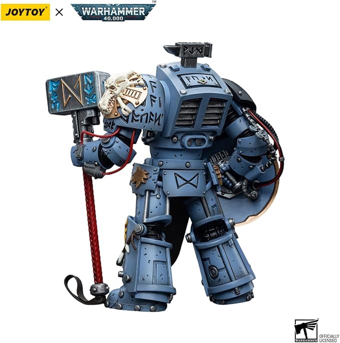 JOYTOY HAPPXYGG Warhammer 40k 1/18 4.7-inch Space Wolves Arjac Rockfist action figure model toy series - Figurio