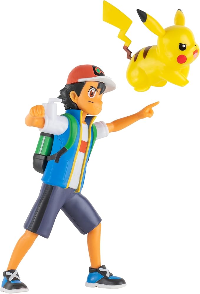 AB Gee 674 PKW2473 EA Pokemon Battle Feature 4.5in Fig Ash and Pikachu, red - Figurio