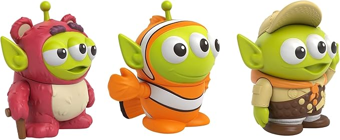 Mattel Pixar Alien Remix Lotso Nemo Russell 3-Pack Character Figures in a Pizza Box Package, 3-in Toys from Mattel Disney Pixar Movies Toy Story Finding Nemo Up, for Collectors Ages 6 Years & Older - Figurio