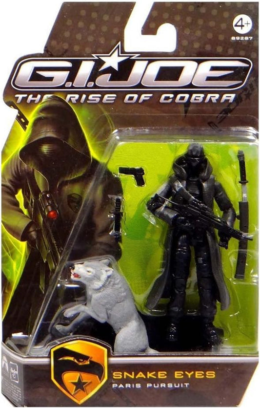 G.I. Joe The Rise of Cobra Movie Figure Snake Eyes (Paris Pursuit) with Gray Timber 3.75 Inch Scale - Figurio