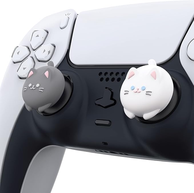 PlayVital Cute Thumb Grip Caps for ps5/4 Controller, Silicone Analog Stick Caps Cover for Xbox Series X/S, Thumbstick Caps for Switch Pro Controller - Cutie Kitty - Figurio