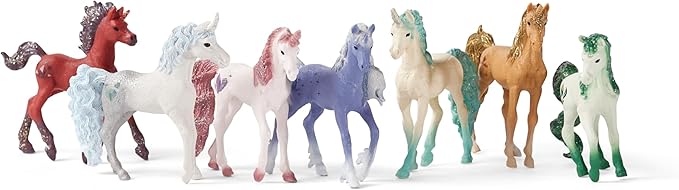 Schleich bayala 7-Piece Gemstone Collectible Unicorn Toy Set with 7 Unique Toy Unicorn Collectibles - Figurio