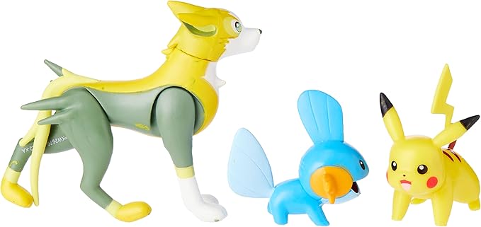 Pokemon Pikachu Mudkip Boltund Battle Feature 3 Figure Set Action Ready - Figurio